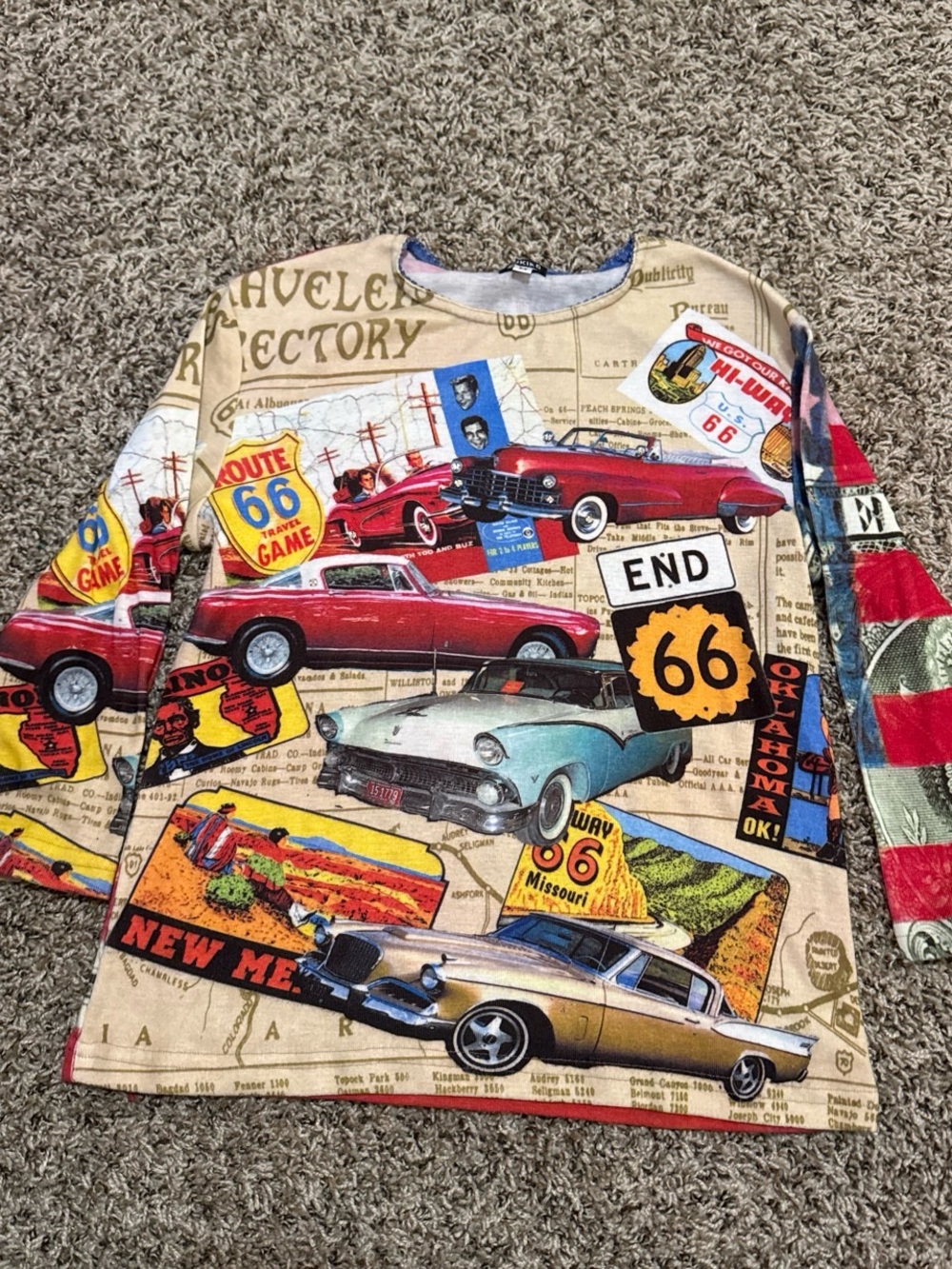 Vintage Yukiko Route 66 Quater Length Sleeve Top